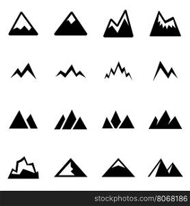 Vector black mountains icon set. Vector black mountains icon set on white background