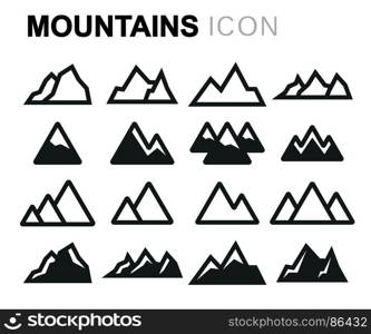 Vector black mountains icons set. Vector black mountains icons set on white background