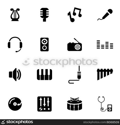 Vector black music icon set. Vector black music icon set on white background