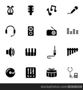 Vector black music icon set. Vector black music icon set on white background