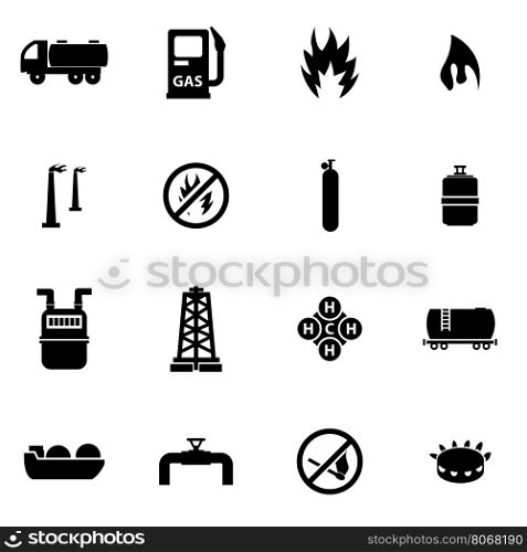 Vector black natural gas icon set. Vector black natural gas icon set on white background