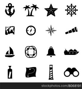 Vector black nautical icon set. Vector black nautical icon set on white background