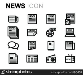 Vector black news icons set. Vector black news icons set on white background
