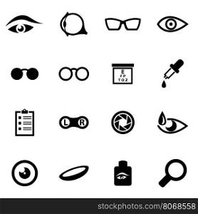 Vector black optometry icon set. Vector black optometry icon set on white background