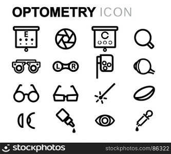 Vector black optometry icons set. Vector black optometry icons set on white background