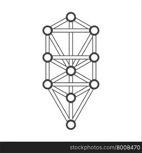 vector black outline tree of life illustration Kabbalah diagram isolated white background&#xA;