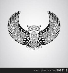 Vector Black Owl, Tattoo Style