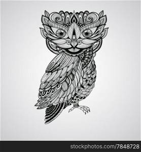 Vector Black Owl, Tattoo Style