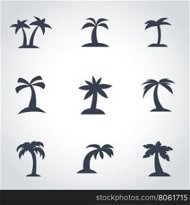 Vector black palm icon set. Palm Icon Object, Palm Icon Picture, Palm Icon Image - stock vector