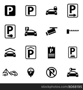 Vector black parking icon set. Vector black parking icon set on white background