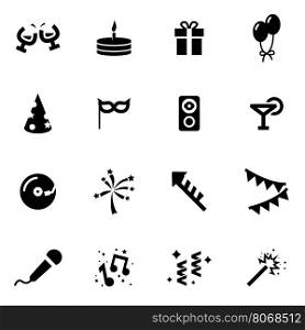 Vector black party icon set. Vector black party icon set on white background
