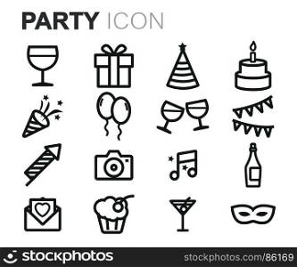 Vector black party icons set. Vector black party icons set on white background