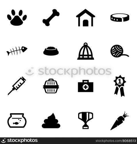 Vector black pet icon set. Vector black pet icon set on white background