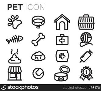 Vector black pet icons set. Vector black pet icons set on white background