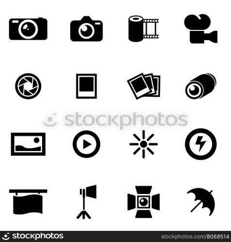 Vector black photo icon set. Vector black photo icon set on white background