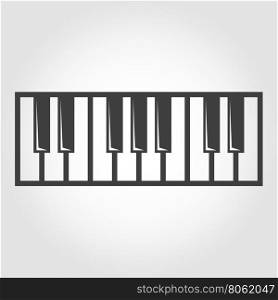 Vector black piano key icon. Vector black piano key icon on grey background.