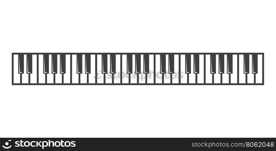 Vector black piano key icon. Vector black piano key icon on grey background.