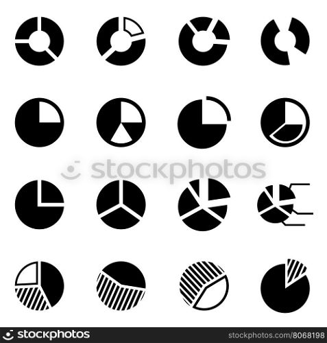 Vector black pie chart icon set. Vector black pie chart icon set on white background