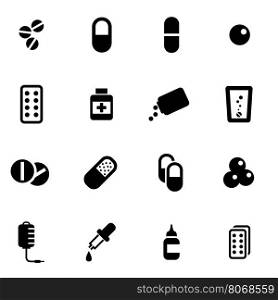 Vector black pills icon set. Vector black pills icon set on white background