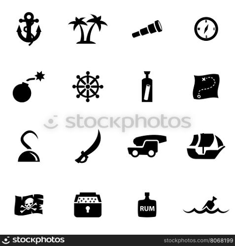 Vector black pirate chart icon set. Vector black pirate chart icon set on white background