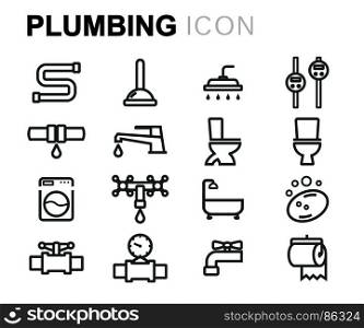 Vector black plumbing icons set. Vector black plumbing icons set on white background