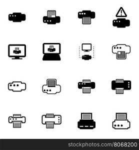 Vector black printer icon set. Vector black printer icon set on white background