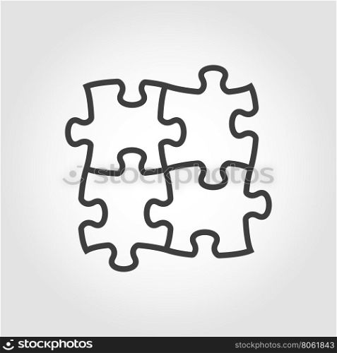 Vector black puzzles icon. Vector black puzzles icon on white background