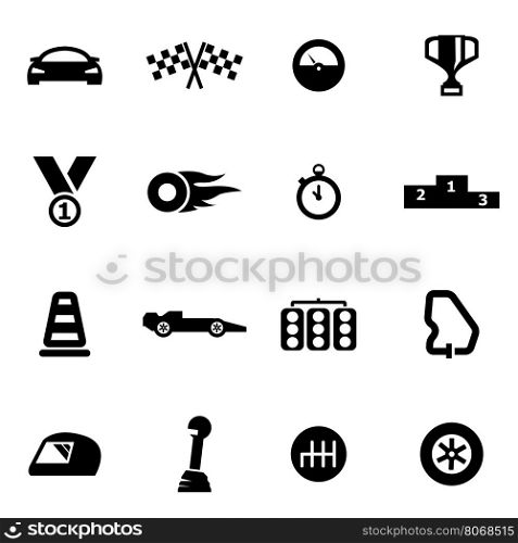 Vector black racing icon set. Vector black racing icon set on white background