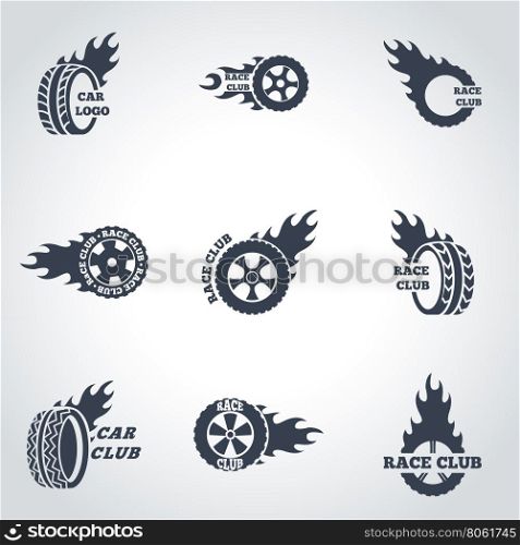 Vector black Racing labels icon set. Racing labels Icon Object, Racing labels Icon Picture, Racing labels Icon Image - stock vector