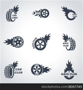 Vector black Racing labels icon set. Racing labels Icon Object, Racing labels Icon Picture, Racing labels Icon Image - stock vector