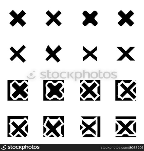 Vector black rejected icon set. Vector black rejected icon set on white background