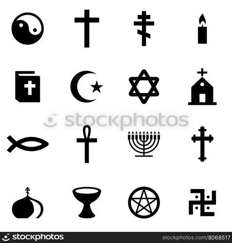 Vector black religion icon set. Vector black religion icon set on white background