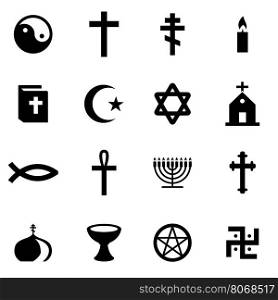 Vector black religion icon set. Vector black religion icon set on white background