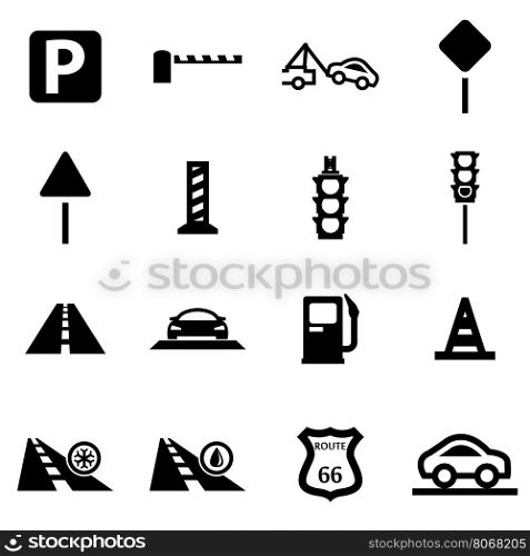Vector black road icon set. Vector black road icon set on white background