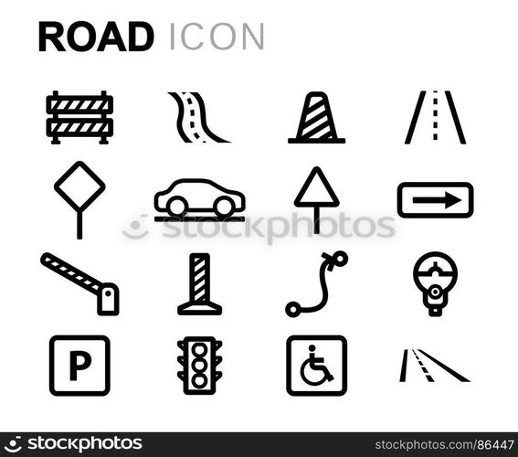 Vector black road icons set. Vector black road icons set on white background