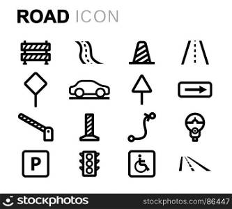 Vector black road icons set. Vector black road icons set on white background