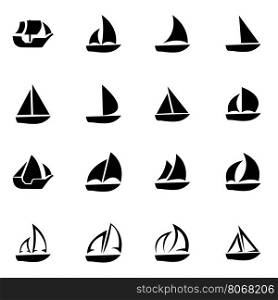 Vector black sailboat icon set. Vector black sailboat icon set on white background