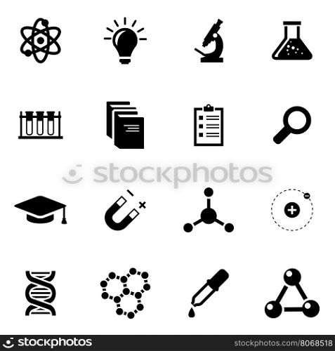 Vector black science icon set. Vector black science icon set on white background