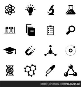 Vector black science icon set. Vector black science icon set on white background