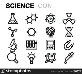Vector black science icons set. Vector black science icons set on white background