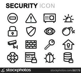 Vector black security icons set. Vector black security icons set on white background