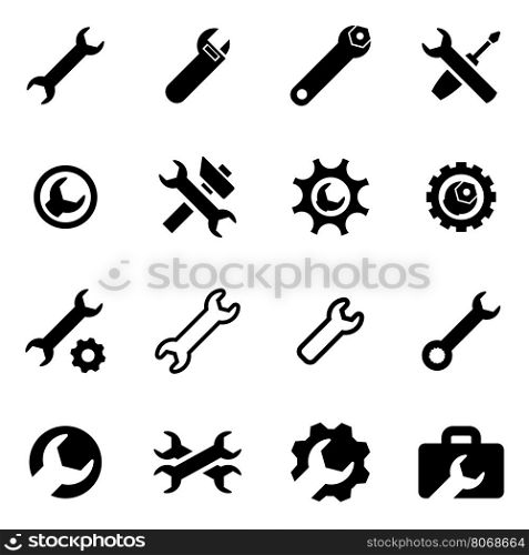 Vector black settings wrench icon set. Vector black settings wrench icon set on white background