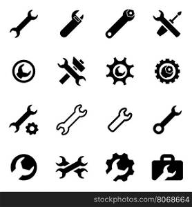 Vector black settings wrench icon set. Vector black settings wrench icon set on white background