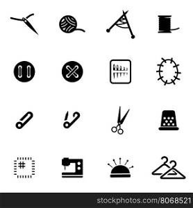Vector black sewing icon set. Vector black sewing icon set on white background