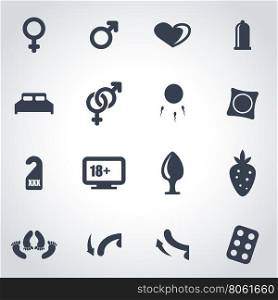 Vector black sex icon set. Vector black sex icon set on grey background