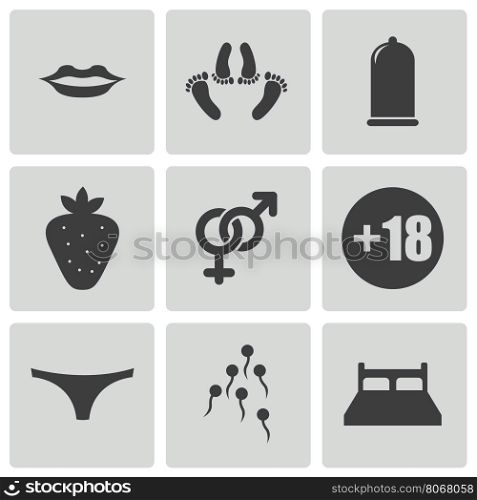 Vector black sex icons set on white background. Vector black sex icons set