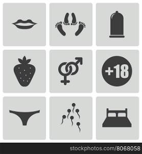 Vector black sex icons set on white background. Vector black sex icons set