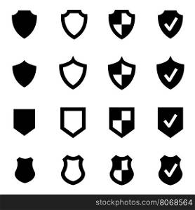 Vector black shield icon set. Vector black shield icon set on white background