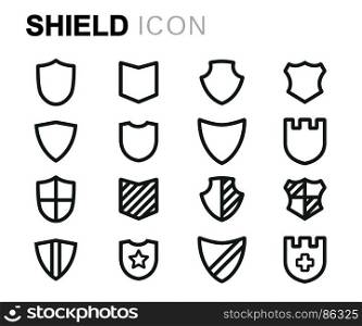 Vector black shield icons set. Vector black shield icons set on white background