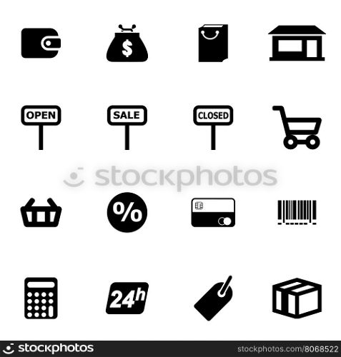 Vector black shop icon set. Vector black shop icon set on white background